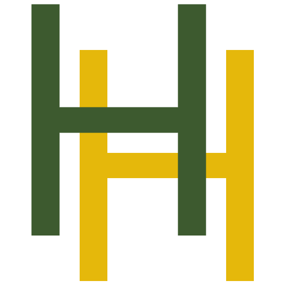 Letters H H in green and gold
