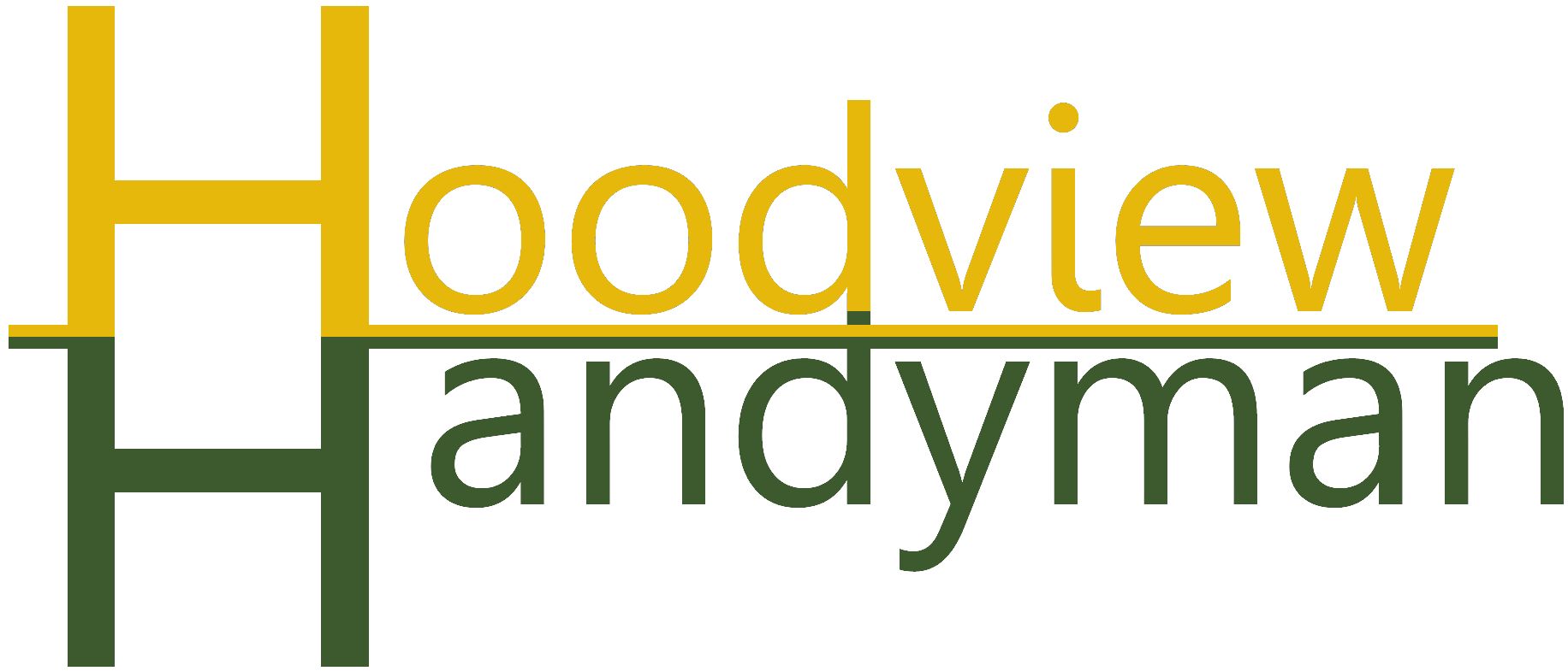 Hoodview Handyman logo in gold and green